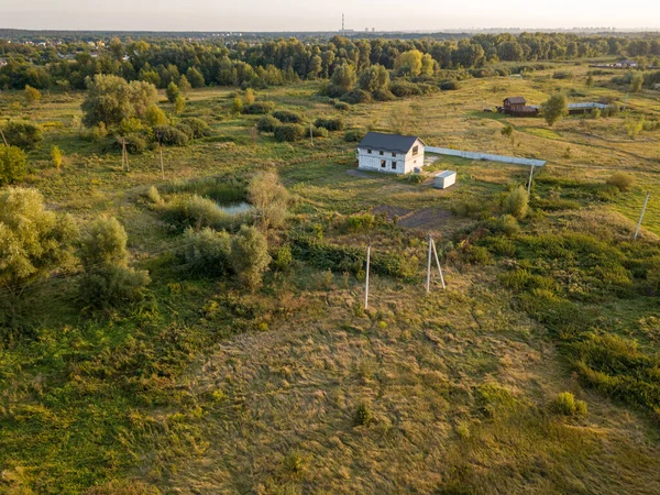 Yaz kırsal manzarası, hava aracı manzarası.