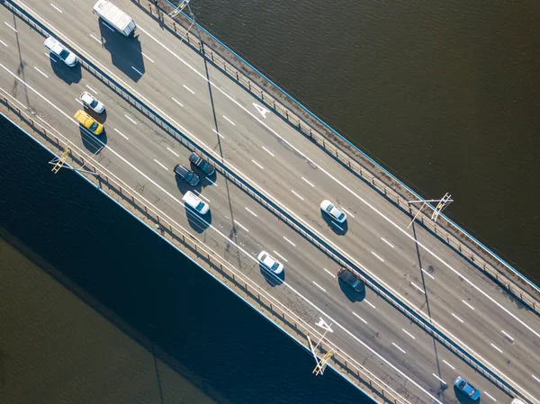 Puente Norte Del Automóvil Kiev Directamente Desde Arriba Plano Superior — Foto de Stock