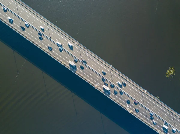 Ponte Norte Automóvel Kiev Directamente Cima Drone Aéreo Tiro Superior — Fotografia de Stock