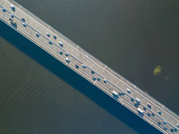 Ponte Norte Automóvel Kiev Directamente Cima Drone Aéreo Tiro Superior — Fotografia de Stock