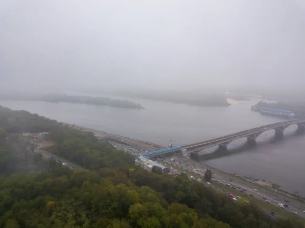 Drohnen Aus Der Luft Kiew Dichten Nebel — Stockfoto