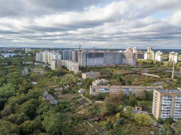 Légi Drón Kilátás Lakóépületek Kijevben — Stock Fotó