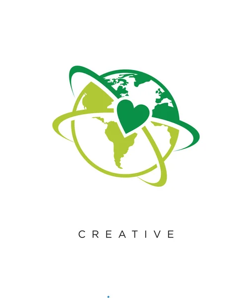 Dünya Aşk Logosu Tasarım Vektör Simgesi — Stok Vektör