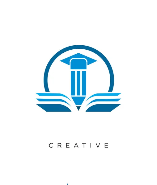 Pen Boek Onderwijs Abstract Logo Ontwerp Vector — Stockvector