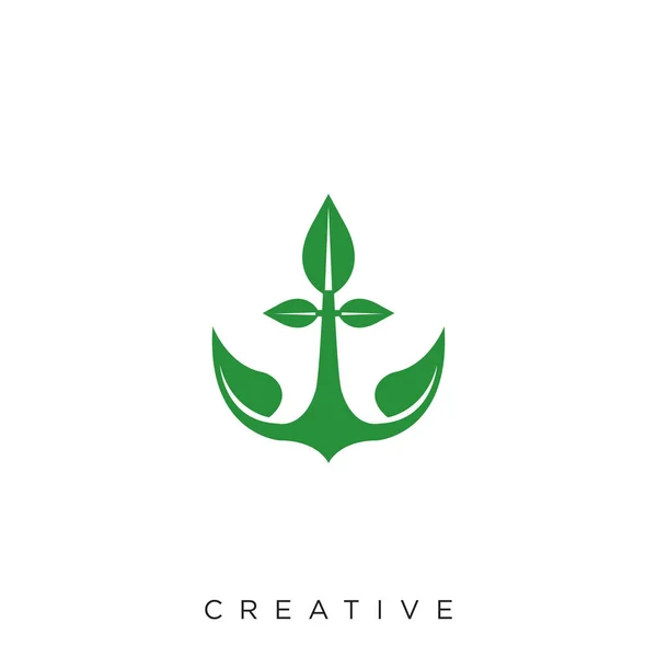 Leaf Anchor Logo Design Vector — Stock Vector