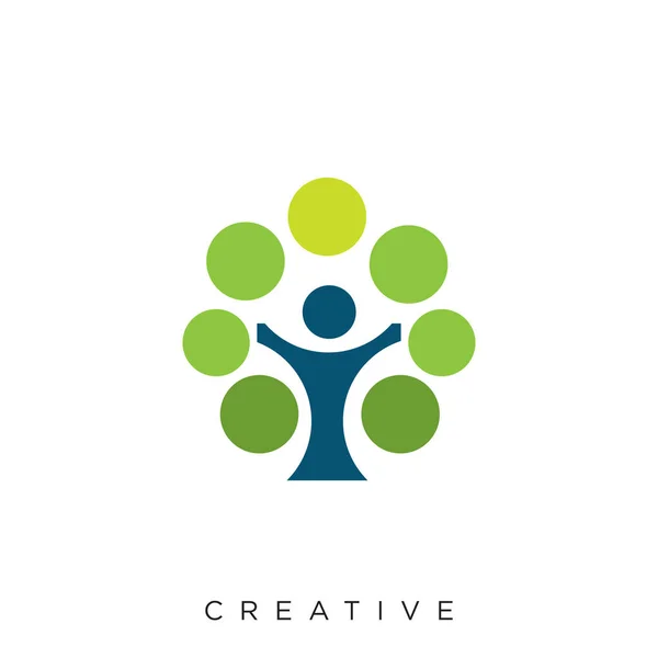 Human Tree Logo Design Vector Icon — Stock Vector