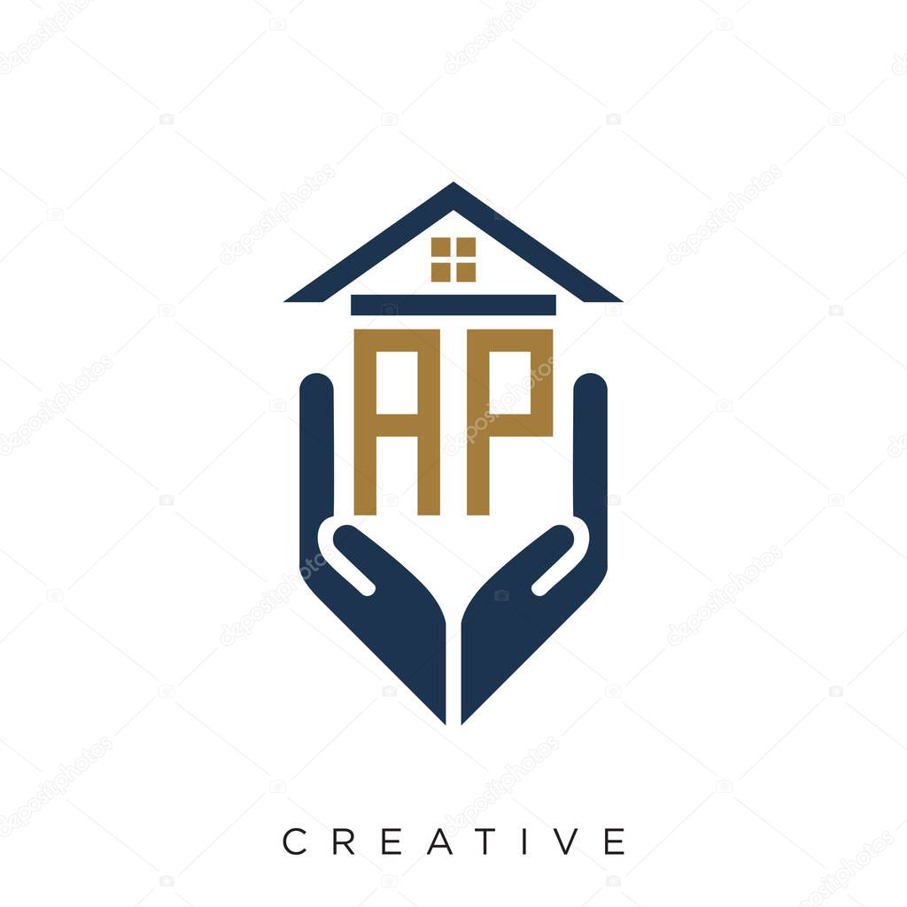 ap real estate logo design vector icon symbol