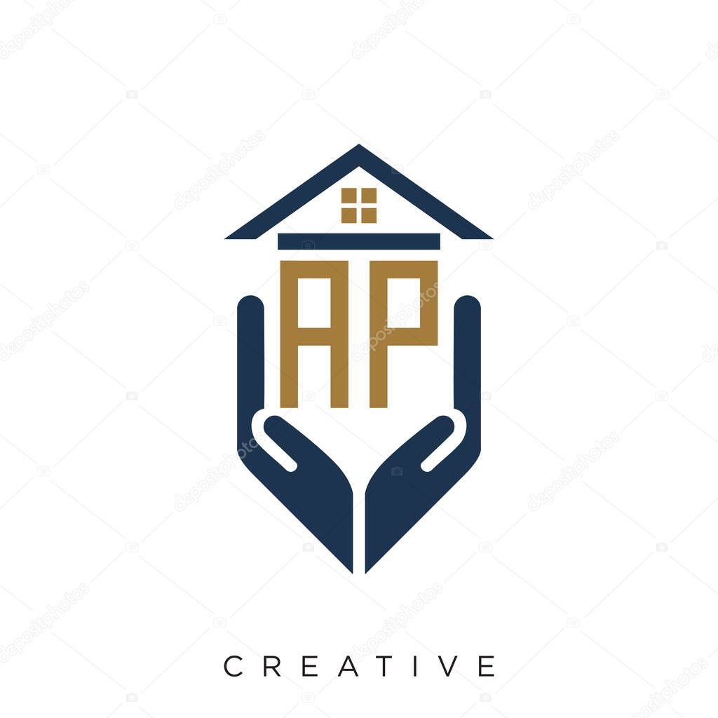 Ap real estate logo design vector icon symbol