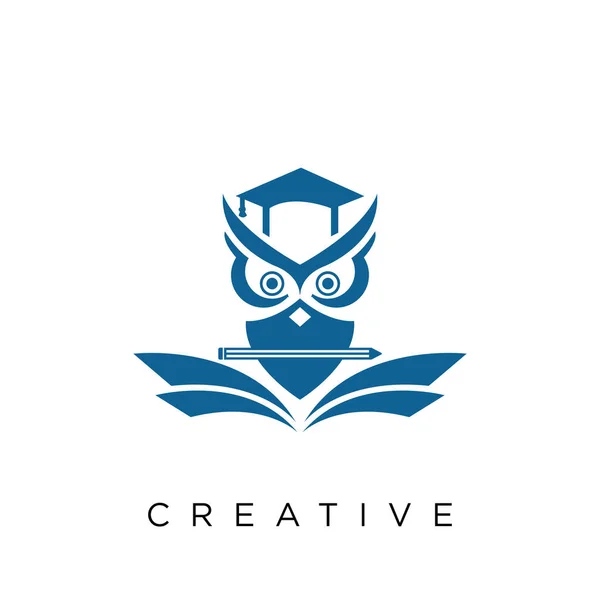 Búho Educación Logo Diseño Vector Icono — Archivo Imágenes Vectoriales