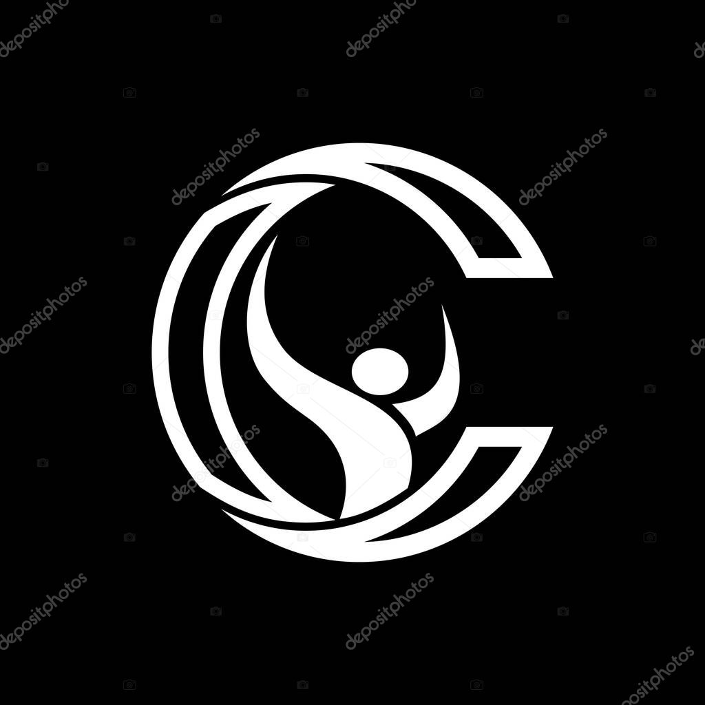 C human abstract logo design vector icon