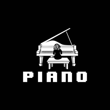 piyano logosu tasarım vektörü simgesi