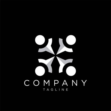 İnsan topluluğu iş logosu tasarım vektör simgesi