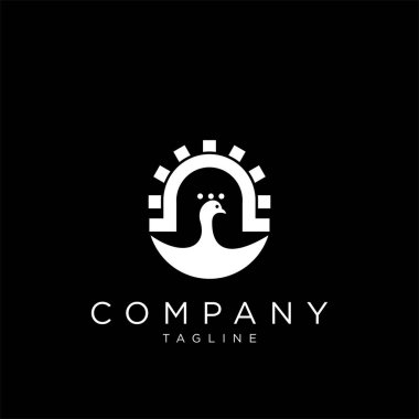 tavuskuşu pencere logo tasarımı vektör simgesi