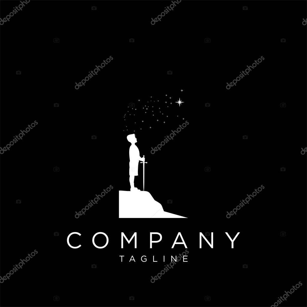 Knight son logo design vector icon