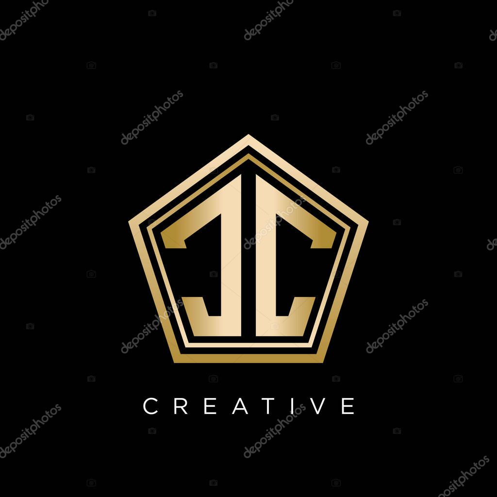 Jc pentagon logo design vector icon symbol