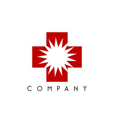 Çapraz sağlık logosu tasarım vektör simgesi