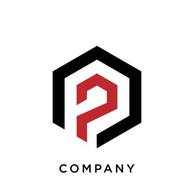 p altıgen logo tasarım vektör simgesi