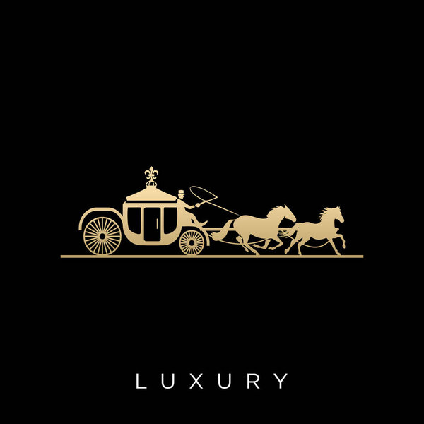  horse-drawn carriage logo design vector icon symbol