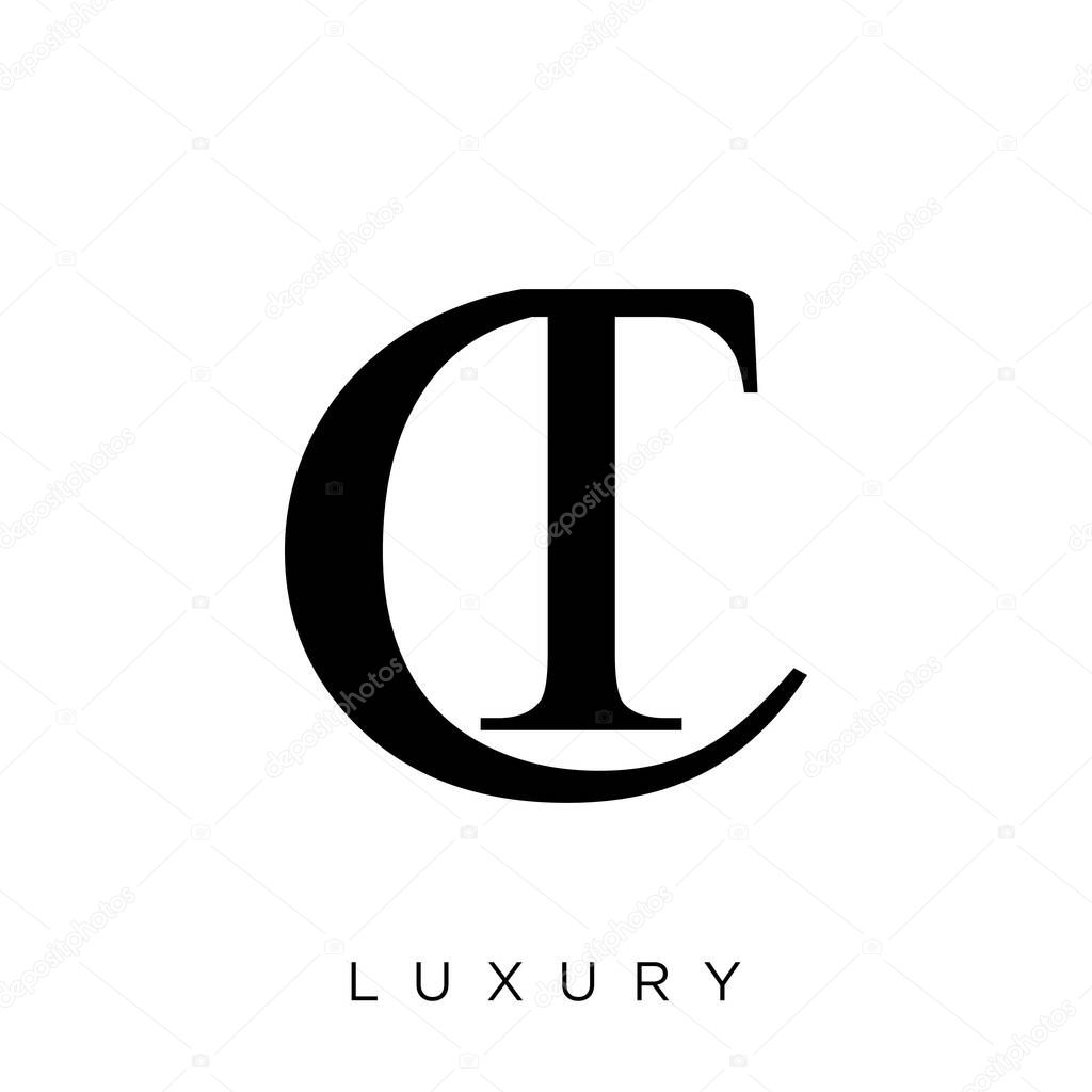 Ct or tc luxury logo design vector icon symbol