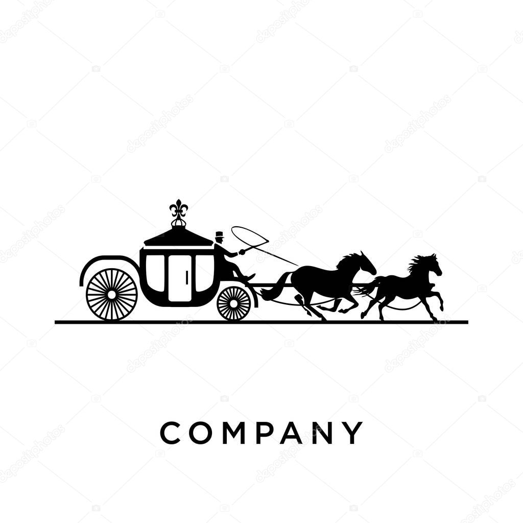 Horse-drawn carriage logo design vector icon symbol icon