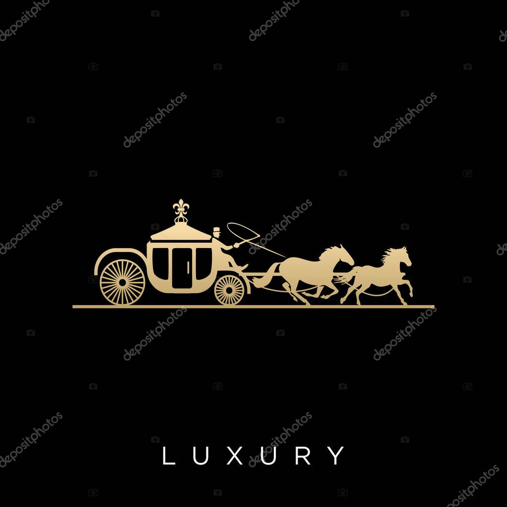 Horse-drawn carriage logo design vector icon symbol