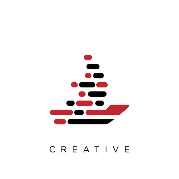 Корабель Цифровий Логотип Дизайн Вектор Значок Символ Преміум — стоковий вектор