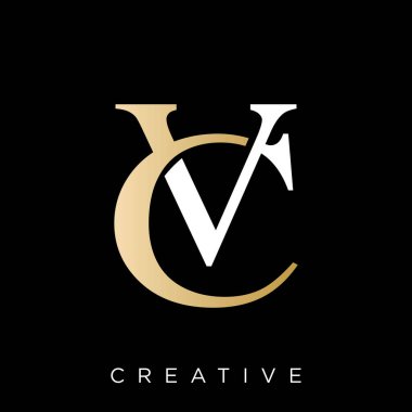 cv veya vc ilk logo tasarım vektör simgesi lüksü