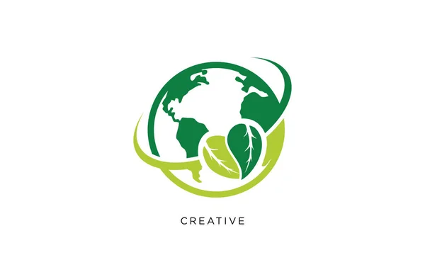 Liefde Blad Globe Logo Ontwerp Vector Symbool — Stockvector