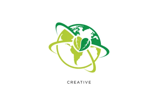 Kärlek Blad Världen Logotyp Design Vektor Ikon Symbol — Stock vektor