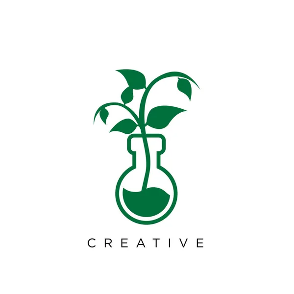 Diseño Del Logo Hoja Laboratorio Vector Icono Símbolo Lujo — Vector de stock