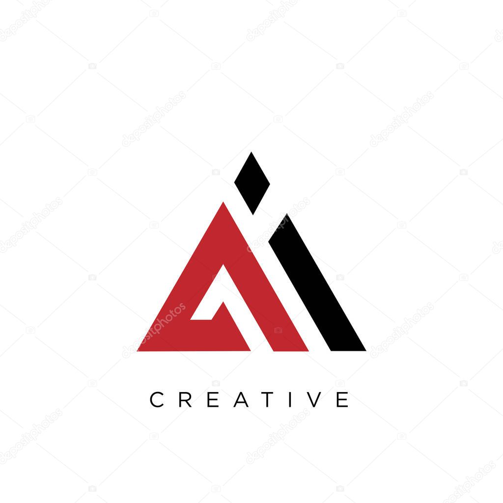 Ai triangle premium logo design vector icon symbol
