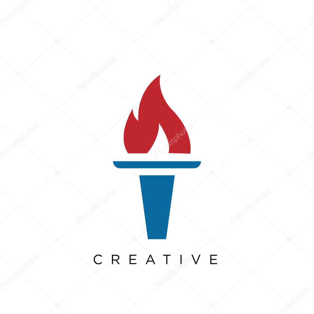 Torch logo design vector icon symbol