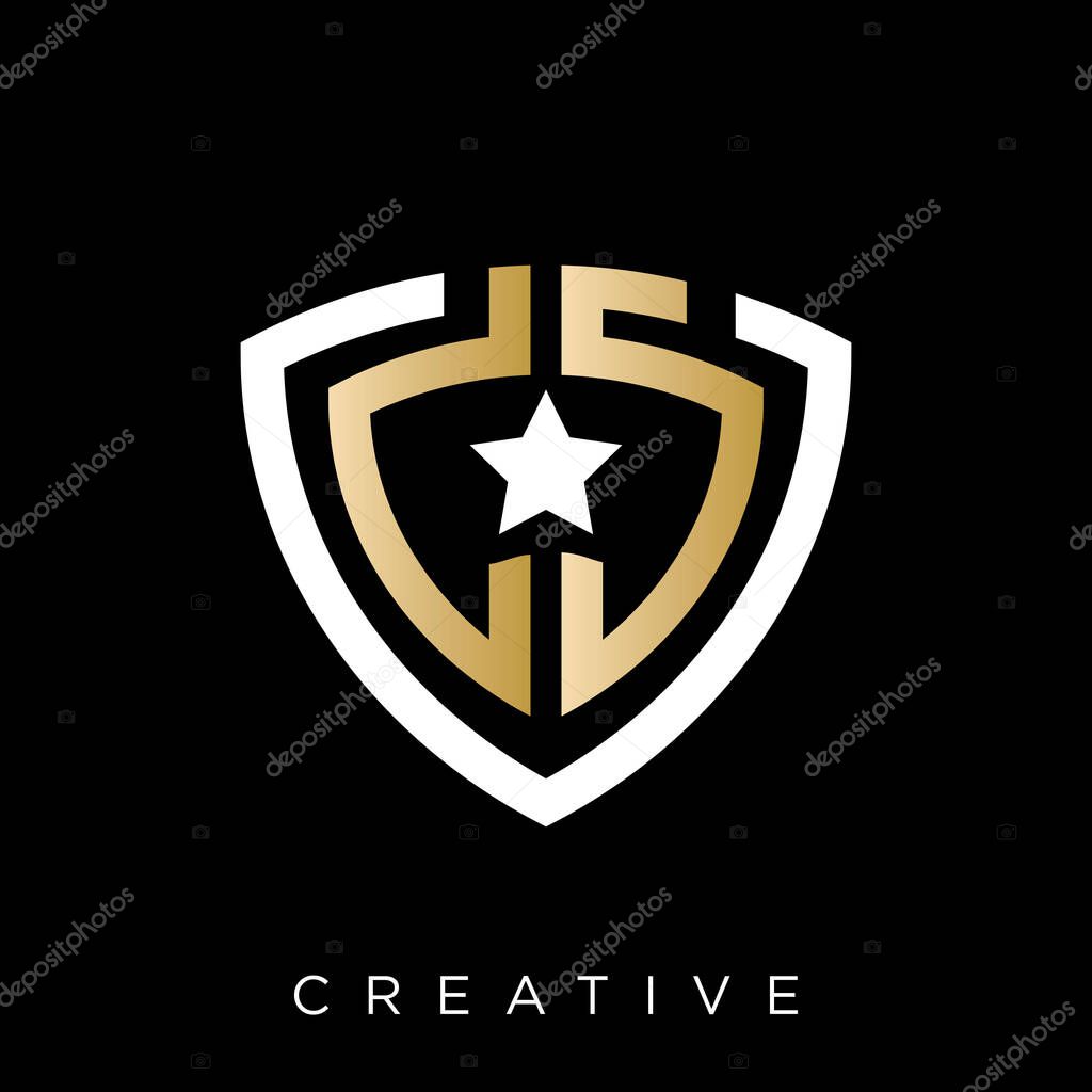 Ds shield logo design vector icon symbol luxury