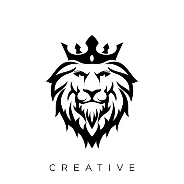Lion Crown Head Logo Design Vector Icon Symbol — Stock Vector