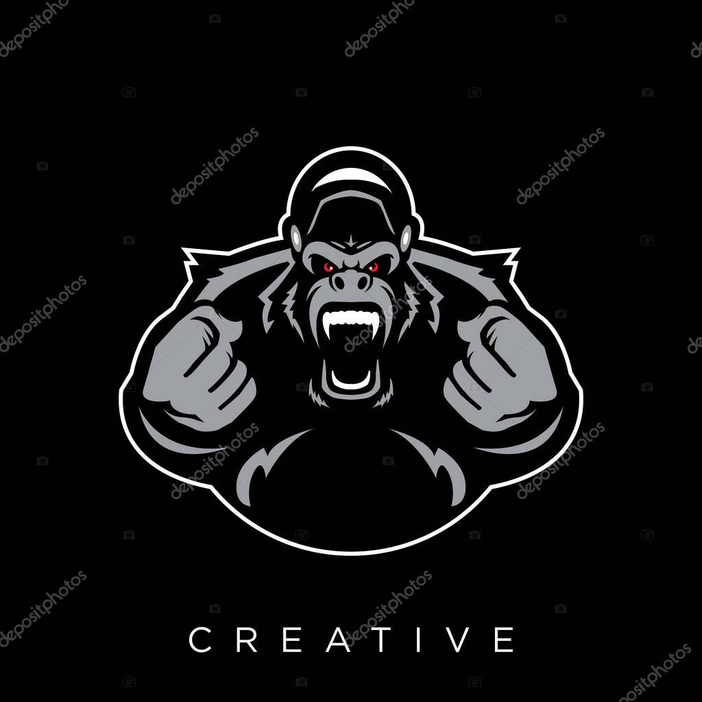 Angry gorilla logo design vector icon symbol luxury