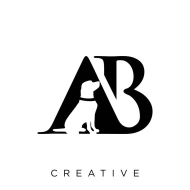 ab köpek logosu tasarım vektör simgesi