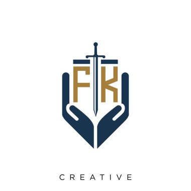 fk el kılıcı logosu tasarım vektör simgesi