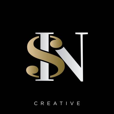 Sn logo tasarımı vektör simgesi lüksü
