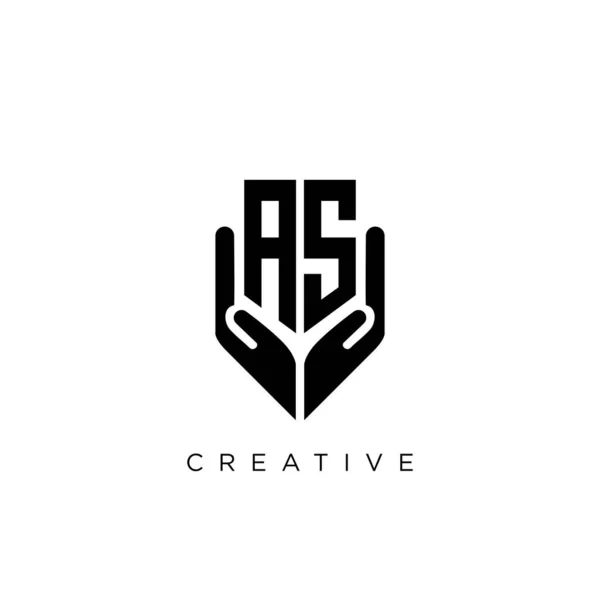 Logo Shield Hand Design Vector Icon Symbol Luxury — Stock Vector