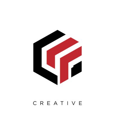 cf altıgen logo tasarım vektör simgesi