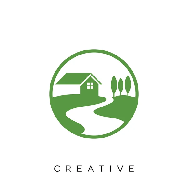 Домашня Річка Логотип Дизайн Вектор Значок Символ — стоковий вектор