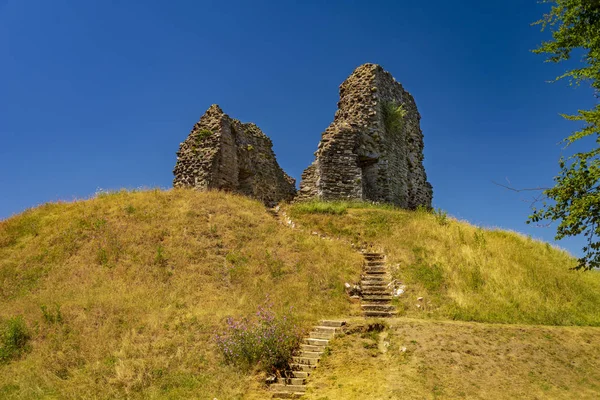 Mound Top Keep Great Tower Ruins Top Hill Christchurch Dorset — Stock Photo, Image