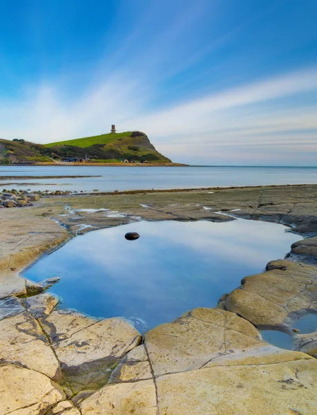 Kimmeridge sunset, rocks and reflections — Stock Photo, Image