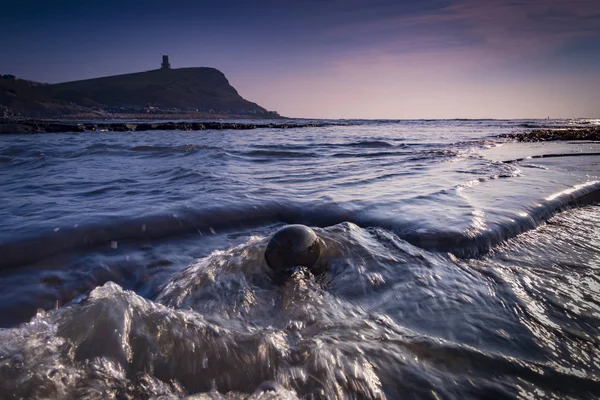 Solnedgång vid Kimmeridge avsatser i Dorset — Stockfoto