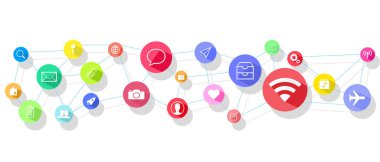Web sayfası afiş sunumu için sosyal medya kavramı. İletişim Vektörü illüstrasyonuComment