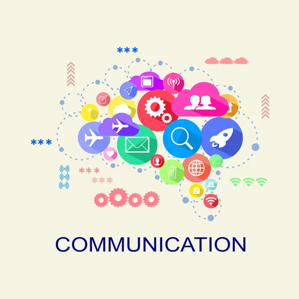 Icônes Des Médias Sociaux Concepts Communication Marketing Ligne Illustration Vectorielle — Image vectorielle