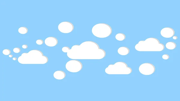 Vetor Grupo Nuvens Fumaça Branca Isolado Fundo Azul Eps — Vetor de Stock
