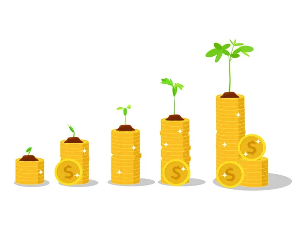 Savings Concept Growing Growth Process Growth Money Vector Illustration Eps — ストックベクタ