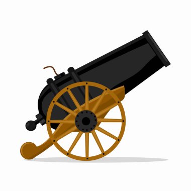 Ancient horizontal cannon. illustration of ancient cannon shooting on a white background.medieval weapons eps