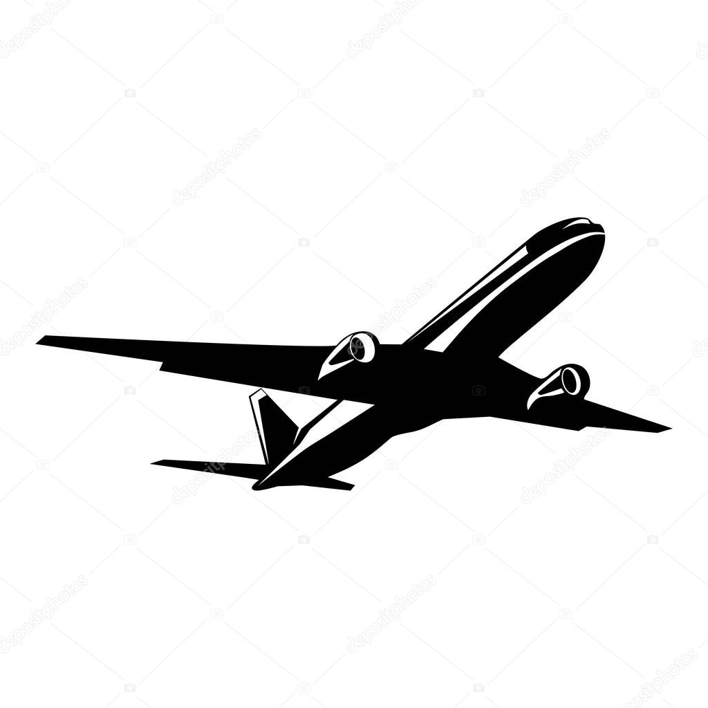 Flying and airplane trip Icon.Airplane logo. Airplane icon app. Flat Minimal Vector Silhouette eps